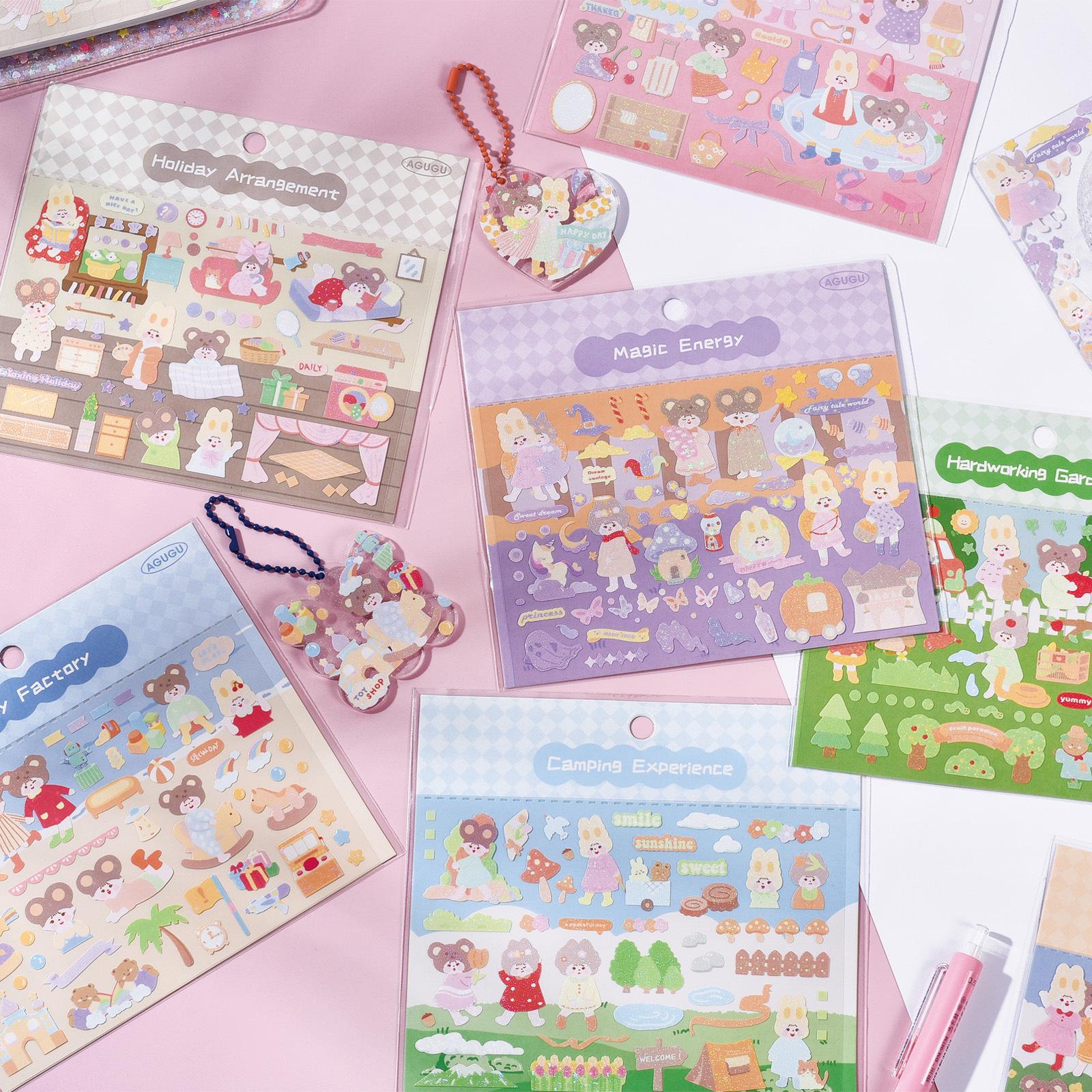 

Наклейка Guka Happy Escape Series, мультяшный гупан, ручная палатка, украшение и ландшафтный дизайн, детский лист наклеек в 8 стилях