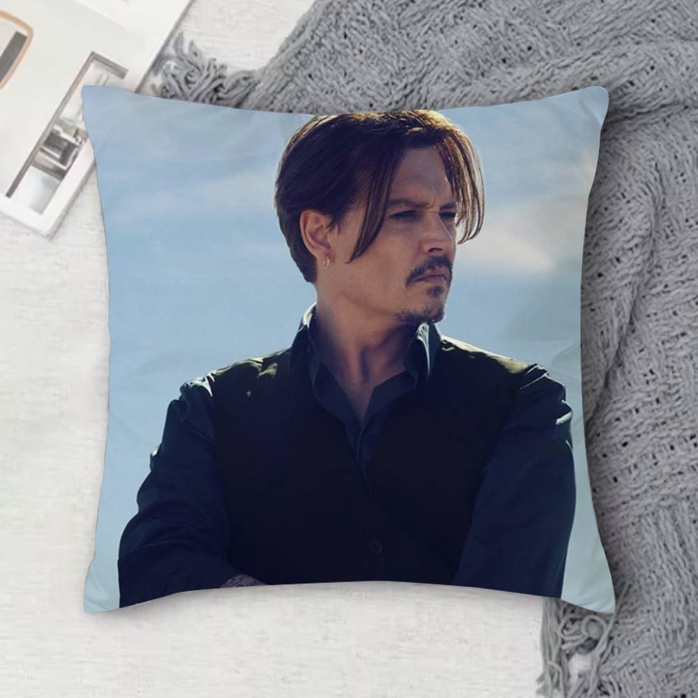 JJohnny Depp Doublesided Printed Square Decorative Cushion Cover for Sofa Living Room Home Decor
