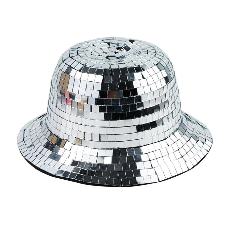 Disco Ball Cowboy Hat Women Sparkly Glitter Space Hat Silver Mirror Ball Cowboy Hat For Wedding Costume Cosplay Decor