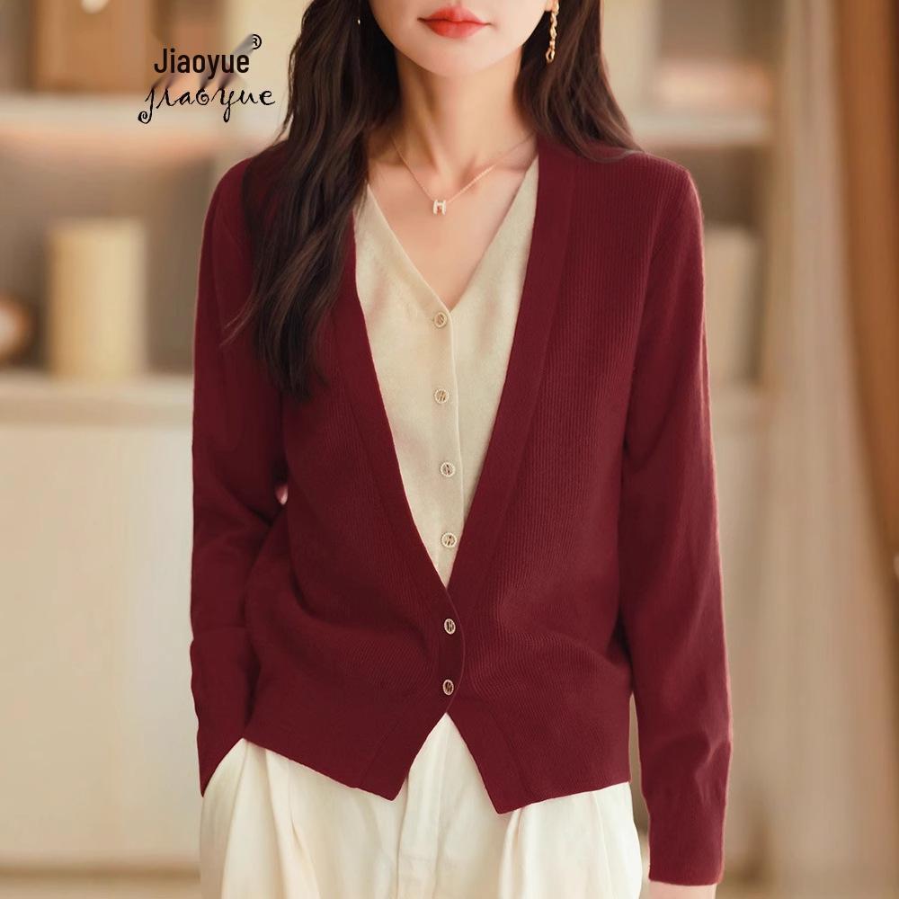 

Women s Color-Block Knit Sweater: Fake Two-Piece Pullover for Spring/Autumn 2025 XL