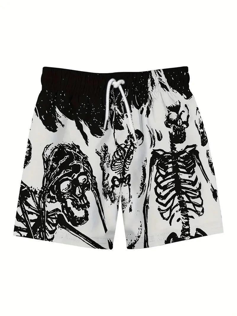 

Летние мужские модные быстросохнущие пляжные шорты с цифровой печатью 2025 XXL чёрный