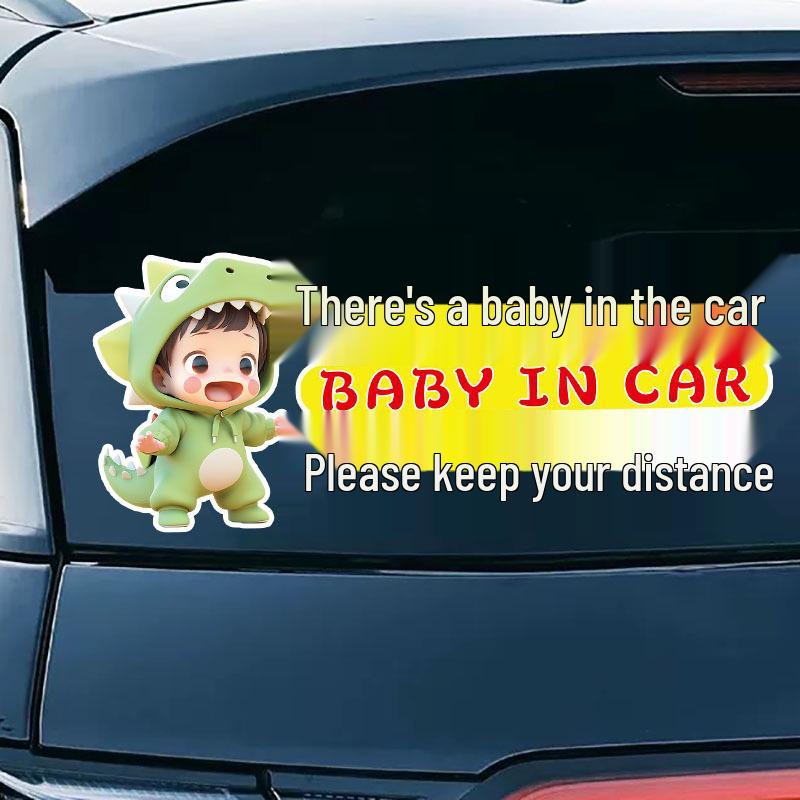 Baby on Board: Keep Distance - Waterproof Rear Window Cartoon Sticker