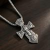 Men's Vintage Distressed Eastern Orthodox Cross Necklace Titanium Steel