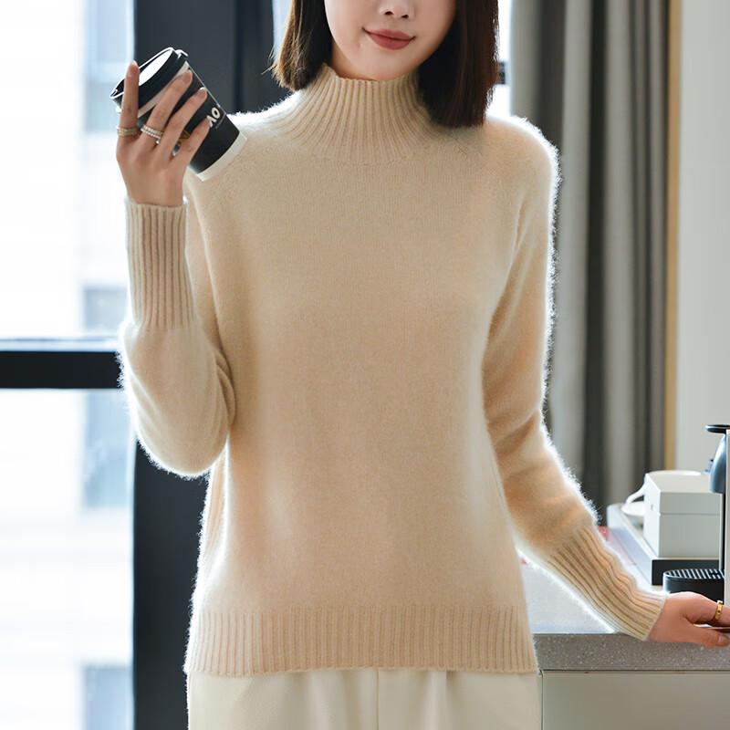 Fanzhen Women's Thickened 100% Wool Turtleneck Sweater