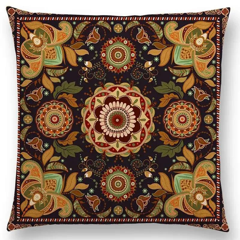 Hot Sale Bestselling African Animal Symbol Block Bohemian Geometric Floral Design Paisley Carnival Mandela Sofa Cushion 45*45cm