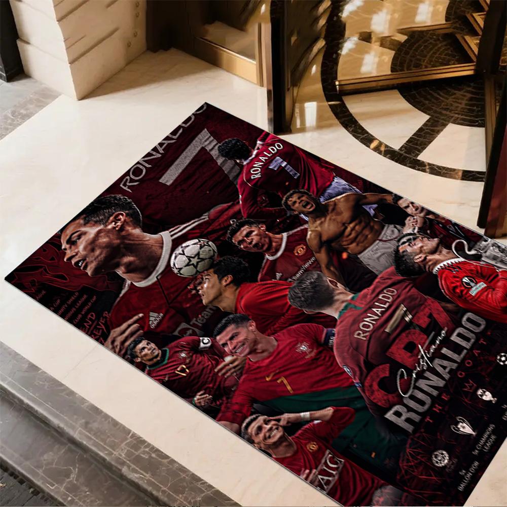 Cr7 Football Legend Floor Mat Design for Outdoor Study room Dining Room Entryway Antislip Carpet Anime Office Decor Perfect Gift for Women/Men