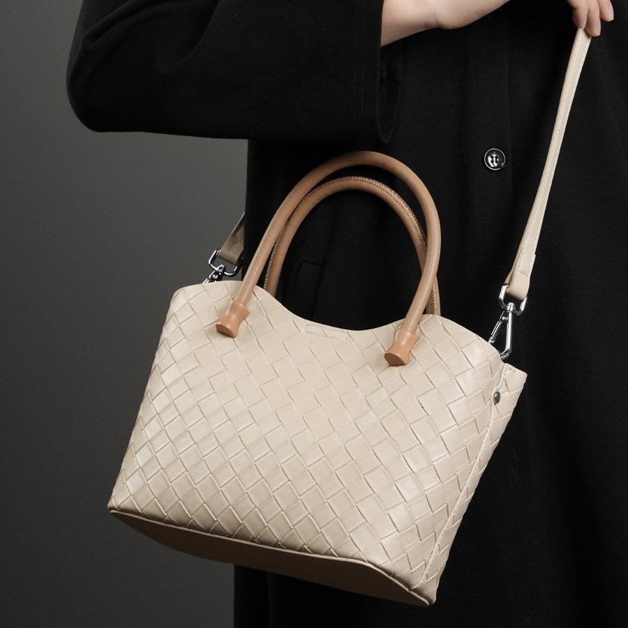 Mote Messenger Bag Allsidig Trend Stor Kapasitet Vevd Dameveske Enkel Bærbar Skinn Skulderveske