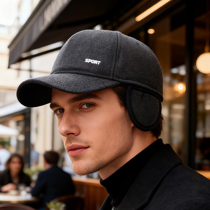 Hat Men's Winter Middle-Aged and Elderly Warm Woolen Baseball Cap Autumn Father Ear Protection Cap