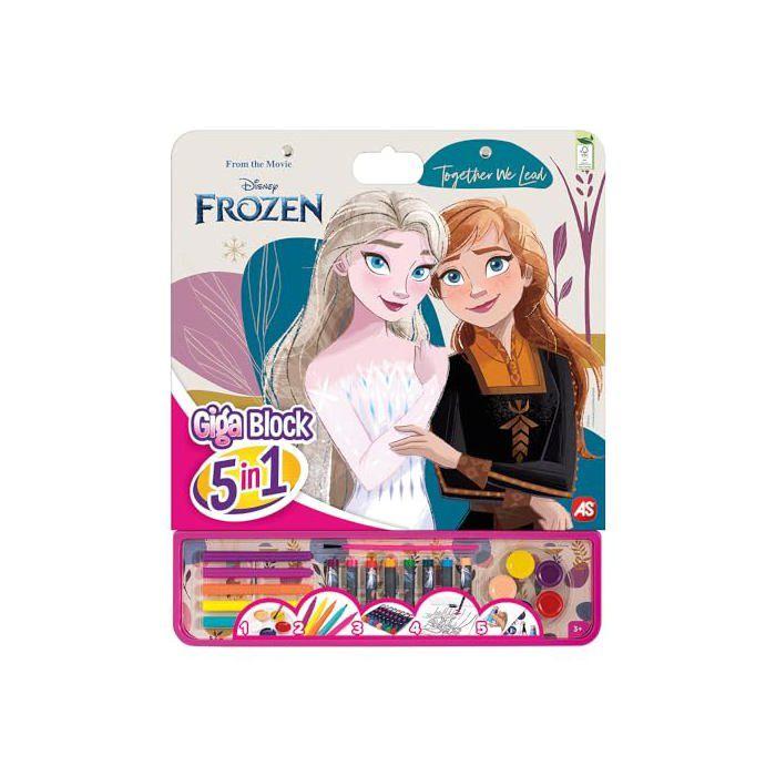 Bloc de dessin La Reine des Neiges - Cefa Toys - 25 feuilles - 8 peintures à la cire - 5 feutres - 5 aquarelles