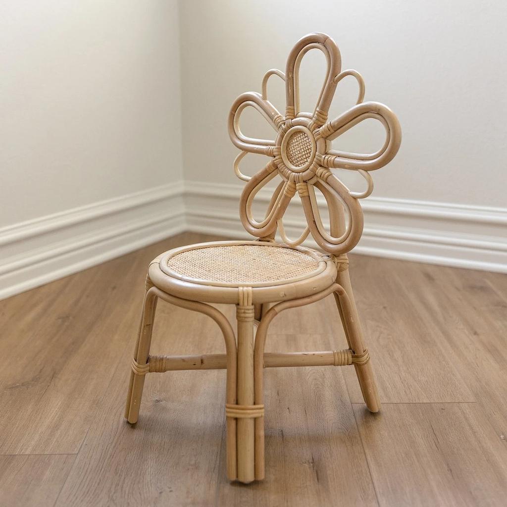 For Rattan Flower Kids Chairs for Events Birthday Party Hot Sale Kid Playroom Bedroom Furniture Handmade Baby Toddler Chair