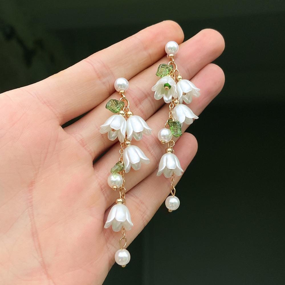 Bracelet Flowers Jewelry Set Hand Chain May Bells Earrings Lilies of The Valley Necklace  Women