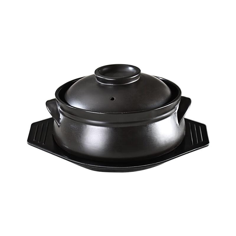 Black Ceramic Casserole Pot with Tray