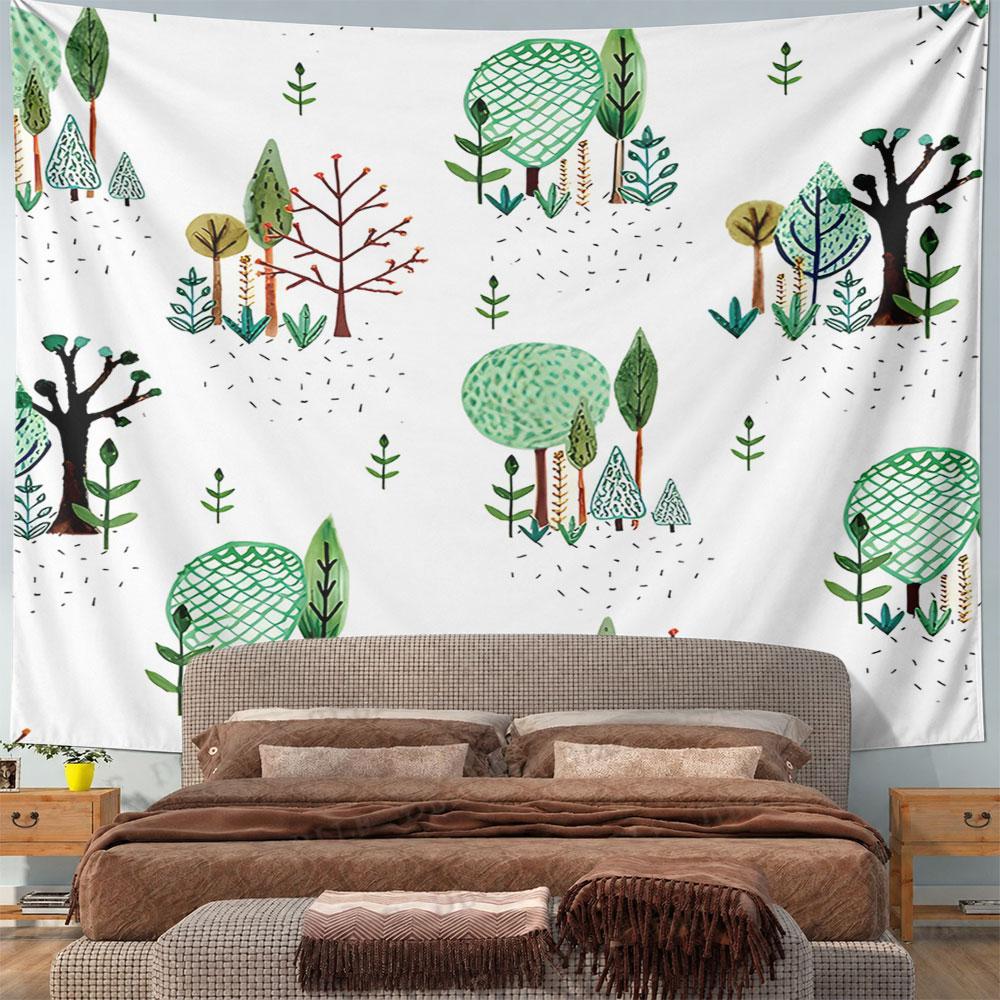 Whimsical Forest Pattern Design Pattern Wall Hanging Tapestry Decorative Tapestry Home Decor for Bedroom and Living Room