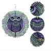 Vibrant 10-Inch Metal Wind Chime with Colorful Owl Design, 360° Rotating Hook - Battery-Free