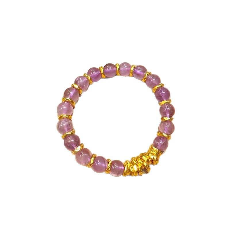 Natural Lavender Amethyst Crystal Bracelet - Entwined Sweet Potato Beaded Style