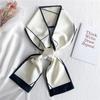 Thin and narrow long silk scarf Double-layer double-sided scarf Simulation silk female Korean version fashionable versatile decorative scarf literary