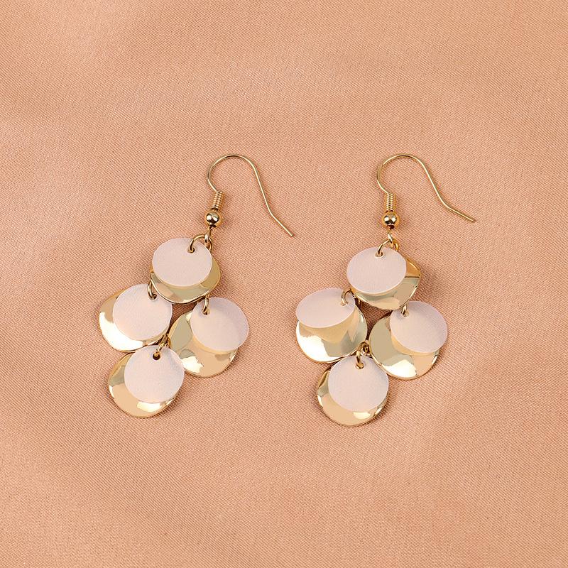 

Корейские универсальные золотые круглые серьги с пайетками и геометрическим прозрачным подвесом для женщин