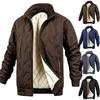 Men's Color Embossed Texture Cotton Jacket with and Zippered Pockets - Windproof Casual Winter Coat
