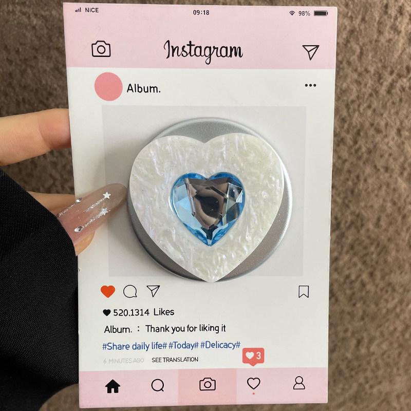 Heart-Shaped Rhinestone Pattern Magnetic Phone Holder with Retractable Foldable Design
