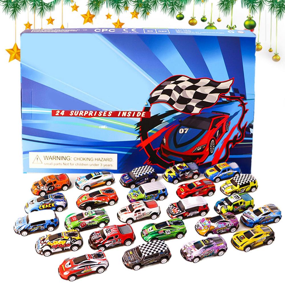 Weihnachts-Adventskalender Dinosaurier-Modell Weihnachts-Advent 24-Tage Countdown-Kalender Spielzeugauto Partygeschenk für Jungen Mädchen