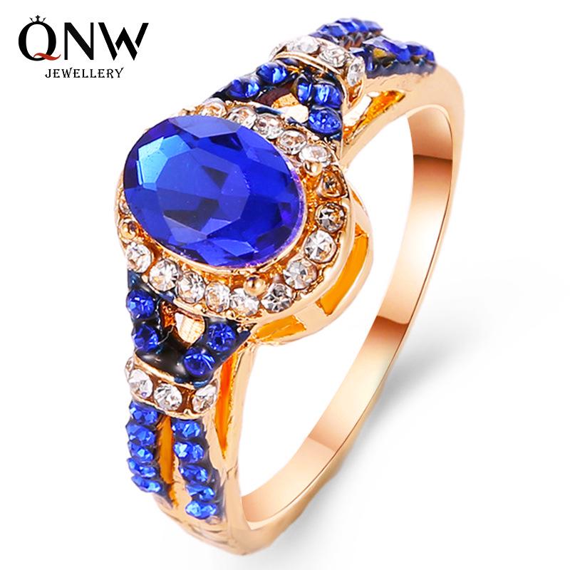 Elegant Blue Zircon Diamond Ring - Classic Women's Hand Jewelry