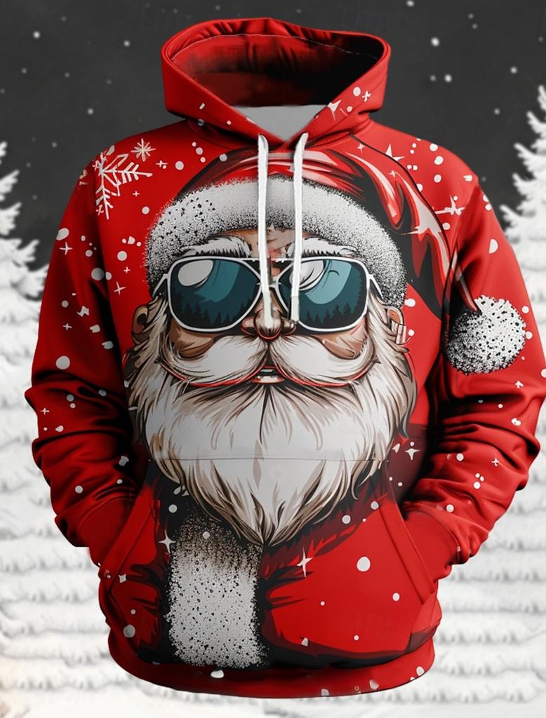 Kids Christmas Party Graphic Fleece Hoodie 3D Print Outdoor Hooded Sweatshirt With Front Pocket
