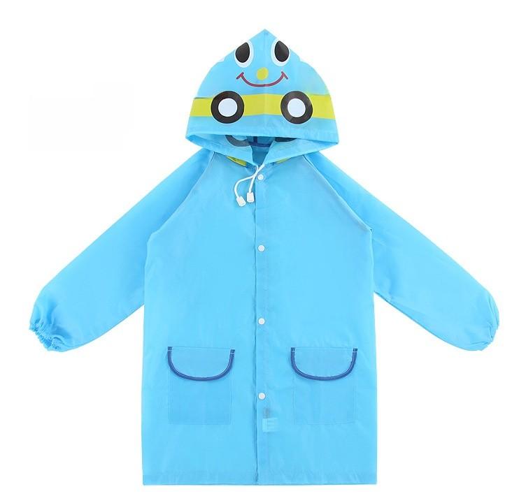 Kids Reusable Raincoat With Cartoon Style And Waterproof Polyester Material синий
