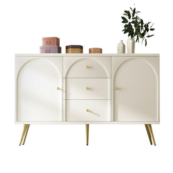 Storage Cabinet Chest of Drawers with 2 Doors 3 Heightened Legs Height-adjustable Shelf Leg Storing Wood Living Room TV Stand Console Table