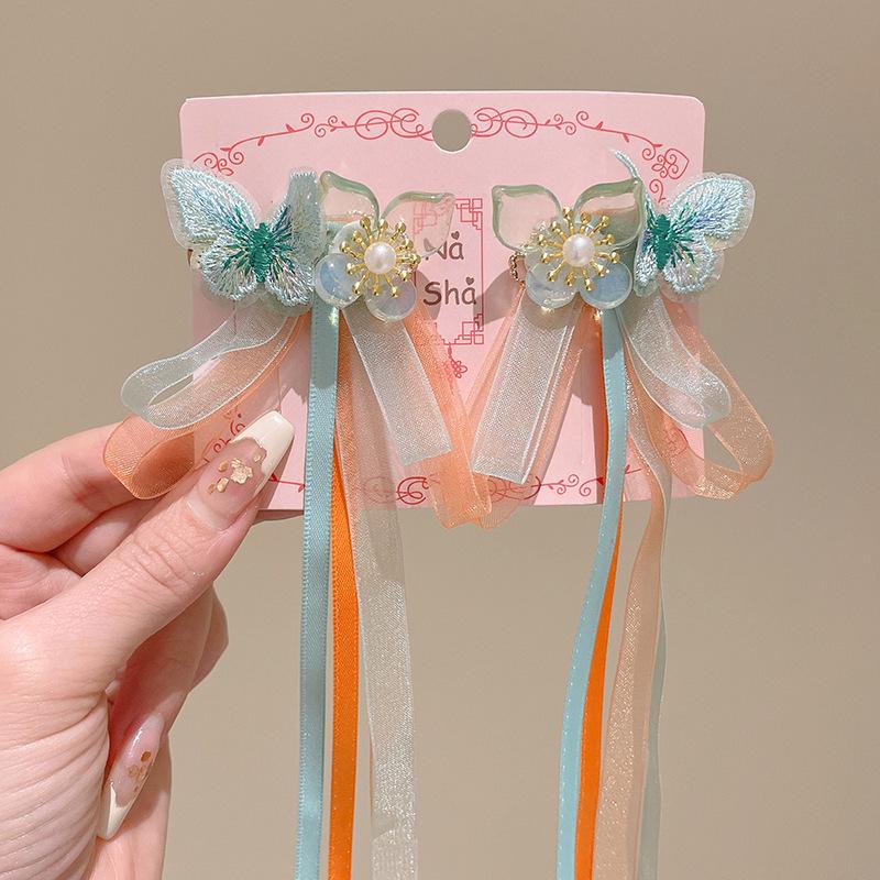 

Ретро заколки для волос Ханфу для девочек: Сказочный головной убор с кисточками в виде цветов и элегантные заколки для волос