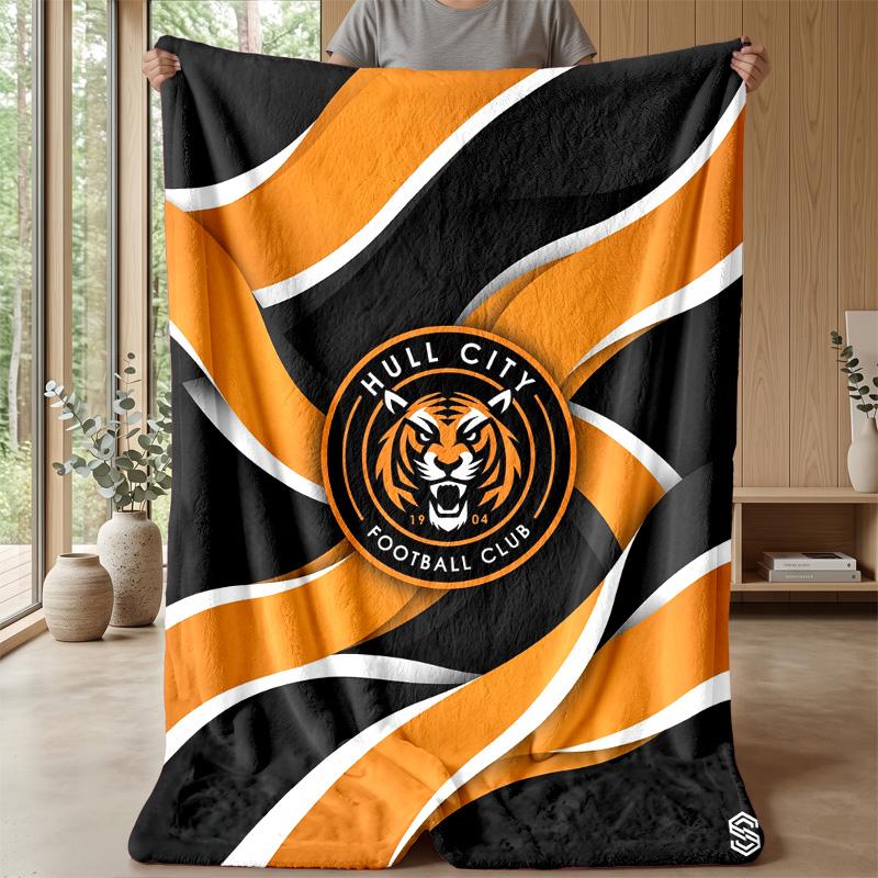 Coperta in Flanella con Stampa Hull City Football, Morbida Calda Leggera Coperta Plaid per Divano Letto Campeggio