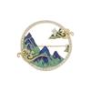 Exquisite Chinese Mountain & River Brooch: Unisex Creative Suit Pin & High-End Metal Gift