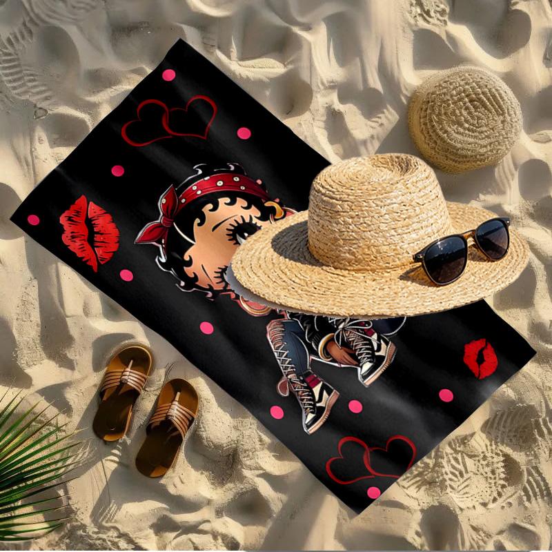 Sexy Doll Print Beach Towel Design, Soft, Lightweight. for Home Bathroom, Spa, Pool, Yoga, Surfing, Camping, Gift for Family, Friend