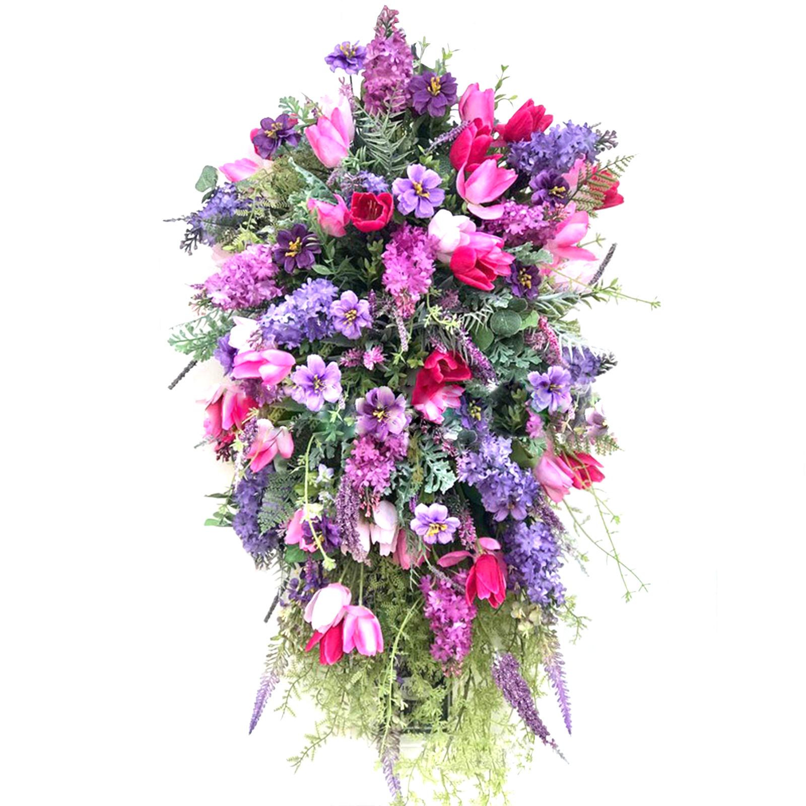 Konnwei Artificial Flower Wreath Wreath With Lilacs Hyacinths Hydrangeas Spring Summer Floral Greenery Wreath Style C Small