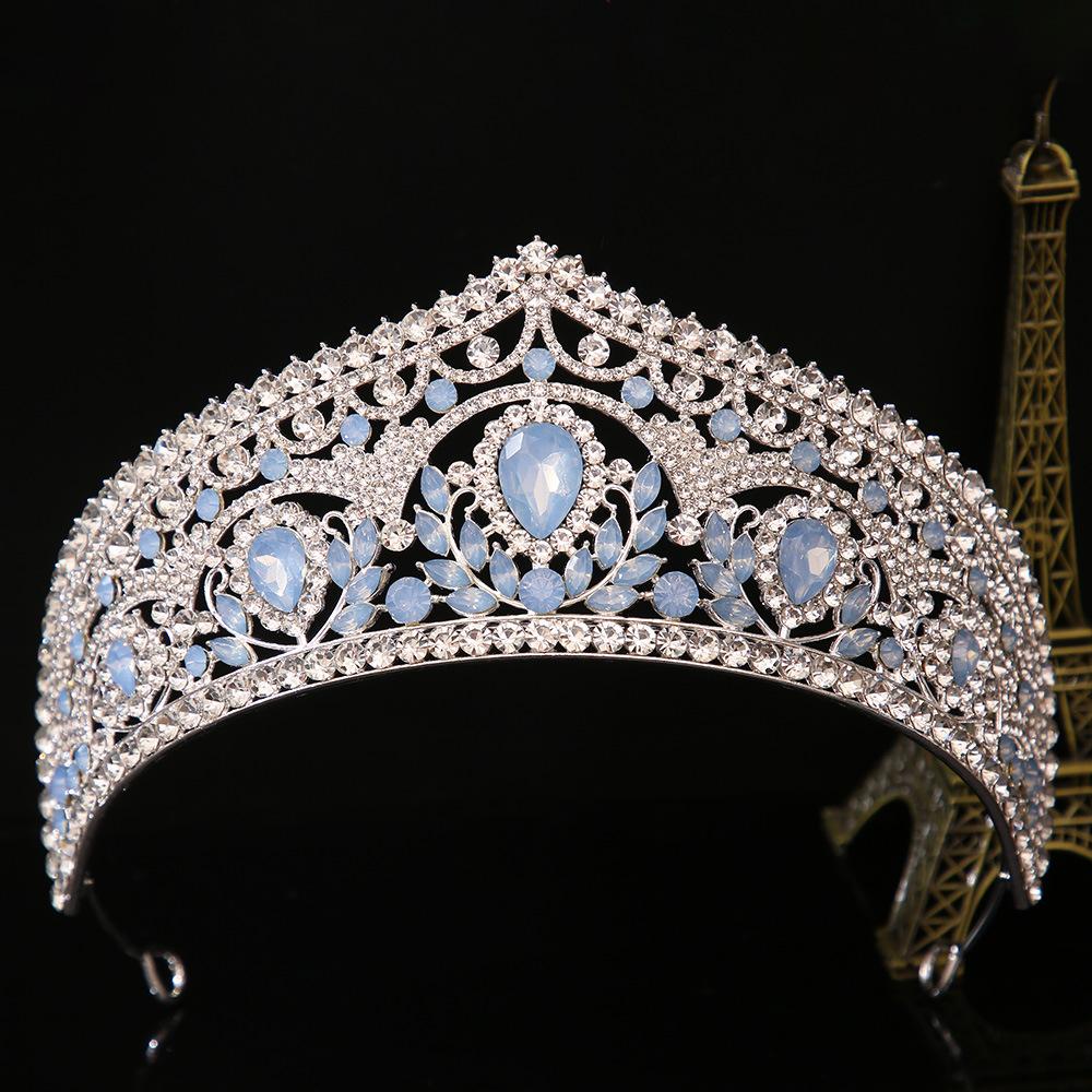 DIEZI 11 Colors Elegant Luxury Queen Princess Opal Crystal Tiara Women Girls Wedding Party Baroque Rhinestone Crown Hair Jewelry