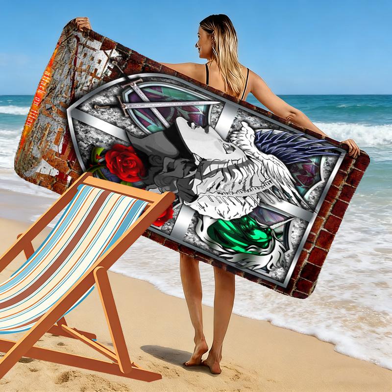 Medieval Heraldry Mythical Creatures Beach Towel Beach Towel for Vacation Photos Outdoor Camping Quick-drying Swim Towel Swim Outdoor Pool Towel