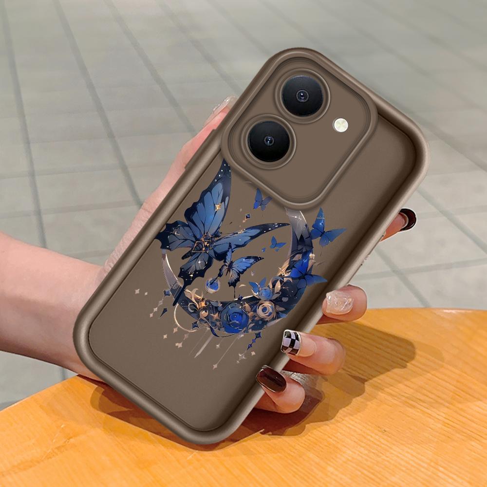 Měkký silikonový čtvercový žebříkový vzor tisku Pouzdro telefonu Plný kryt fotoaparátu Ochranné pryžové pouzdro odolné proti nárazům pro Vivo