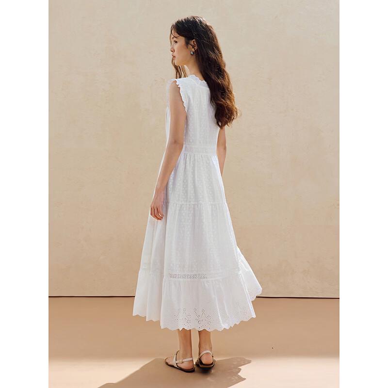 INMAN Women's Xinjiang Cotton Embroidered Sleeveless A-line Dress