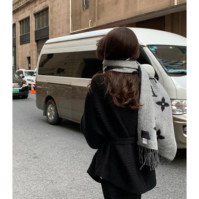 Damski sweter jesienno-zimowy, luźny, modny, dojazdy do pracy, długi, dzianinowy kardigan z dekoltem w serek, gruby, długi płaszcz z rękawami