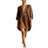 European and American summer new V-neck lace medium and long sexy short-sleeved women's loose temperament casual beach clothes