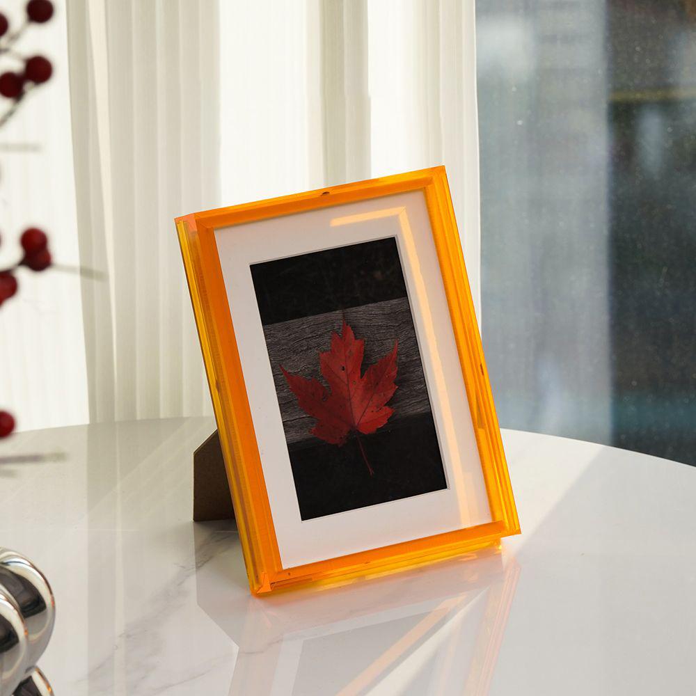 Acrylic Neon Picture Frame Desk Bright Full Colored Decorative Photo Frame for Home Office Bedroom Tabletop Gallery Display