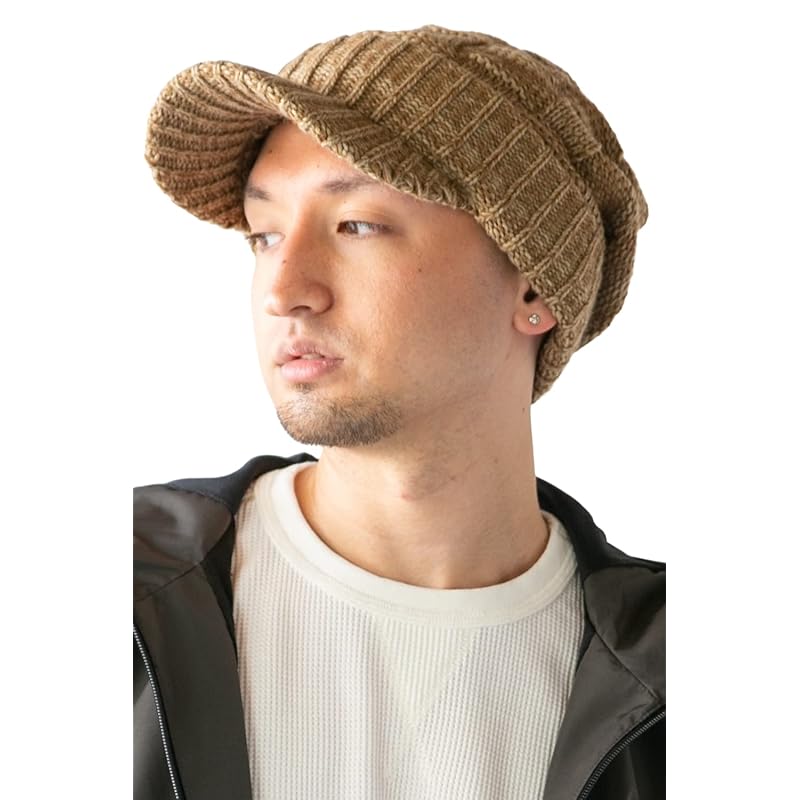 

[14+ ICHIYON PLUS] knit hat mens cold weather hat knit hat with brim hat men s knit hat golf winter Cold protection With brim spit knit cap knit hat