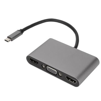 5 in 1 USB C Hub 4K Unterstützt 3 Monitore 100W Schnellladung Typ C auf Dual High Definition