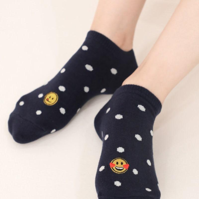 SNOOZY Smile Embroidered Ankle Socks