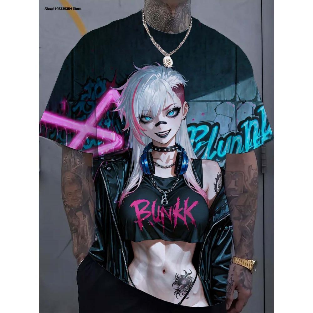 Cartoon sexy girl pattern men's T-shirt 3D printing