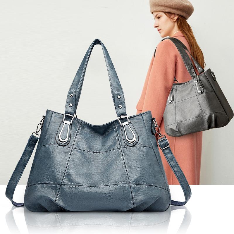Large Capacity Handbag Soft Leather New Retro Commuter Tote Bag Fashion Women's Mother Shoulder Bag