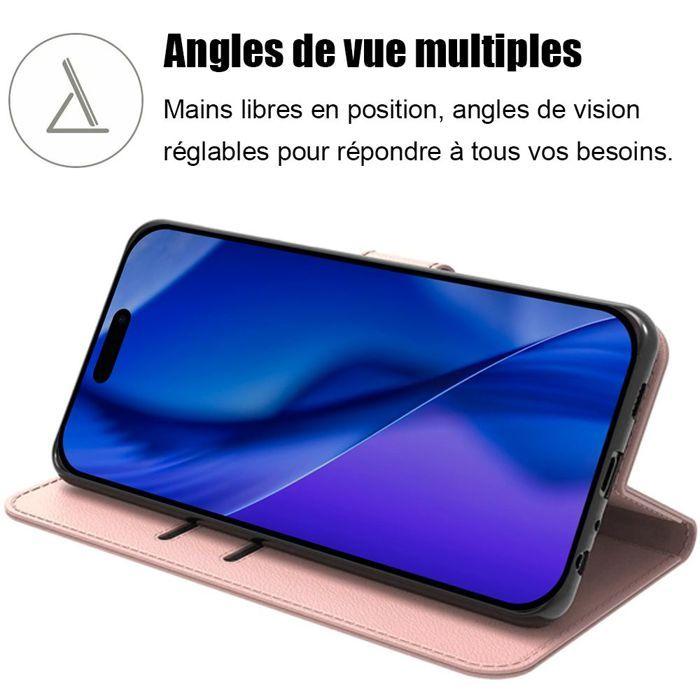 Coque pour iPhone 17 Pro - BOOLING - Protection Synthécuir avec Porte-Carte Rose