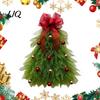 Tree Shaped Door Hanging Handmade Christmas Wreath for Front Door, Xmas Teardrop Swag Hanger Seasonal Home Entrance Accents with Light, Holiday