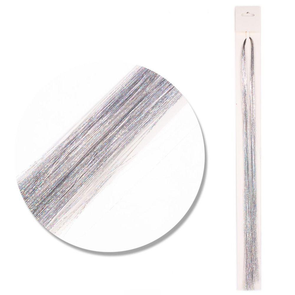 Straight Sparkly Ponytail Braiding Headdress Sparkle Shiny Hair Tinsel Rainbow Silk Hair Extensions