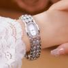 Bracelet Stainless Steel Quartz Vintage Watch Rhinestone Wristwatch for Women Gifts