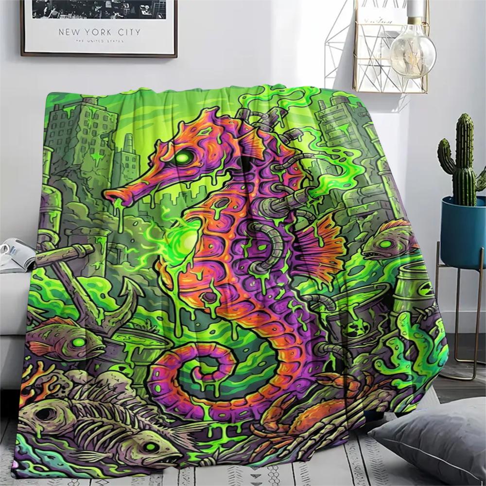 Corrosive marine organisms Print Flannel Blanket,High quality Comfortable for All Seasons,Home Decor,Warmth and Comfort,Perfect for Christmas Gifts